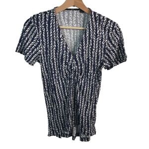 HUGO BOSS Printed Blouse Shirt top women Size‎ XS V-Neck Short Sleeve